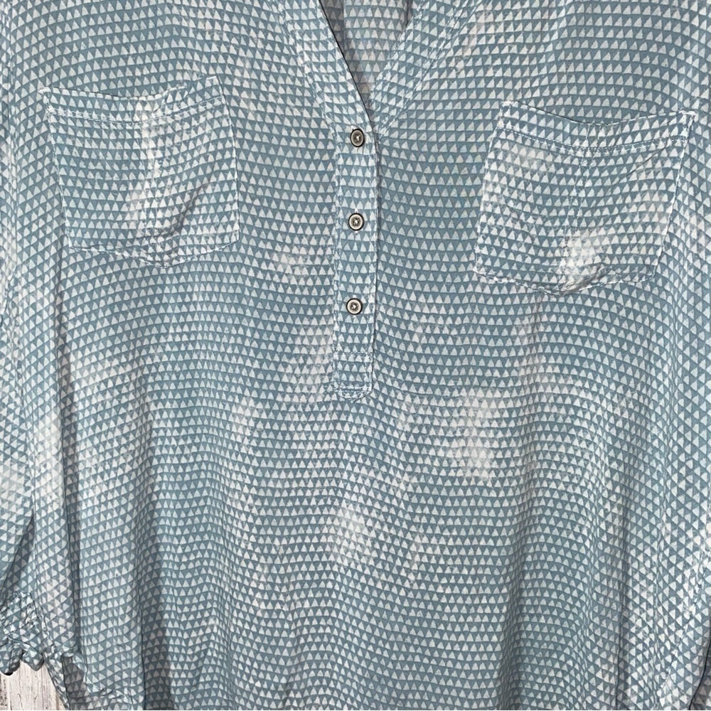 Lou & Grey Geometric Print High Low Button Down - Picture 3 of 6